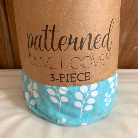 Full/ Queen Ultra Soft Blue Patterned 3 Piece Duvet Cover - Picture 2 of 7